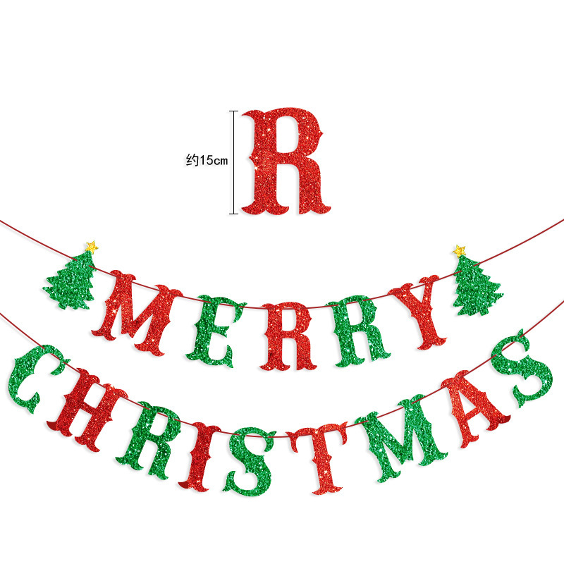Picture of CHRISTMAS tree snowflake MERRY CHRISTMAS glitter flower CHRISTMAS decoration flag banner string flag