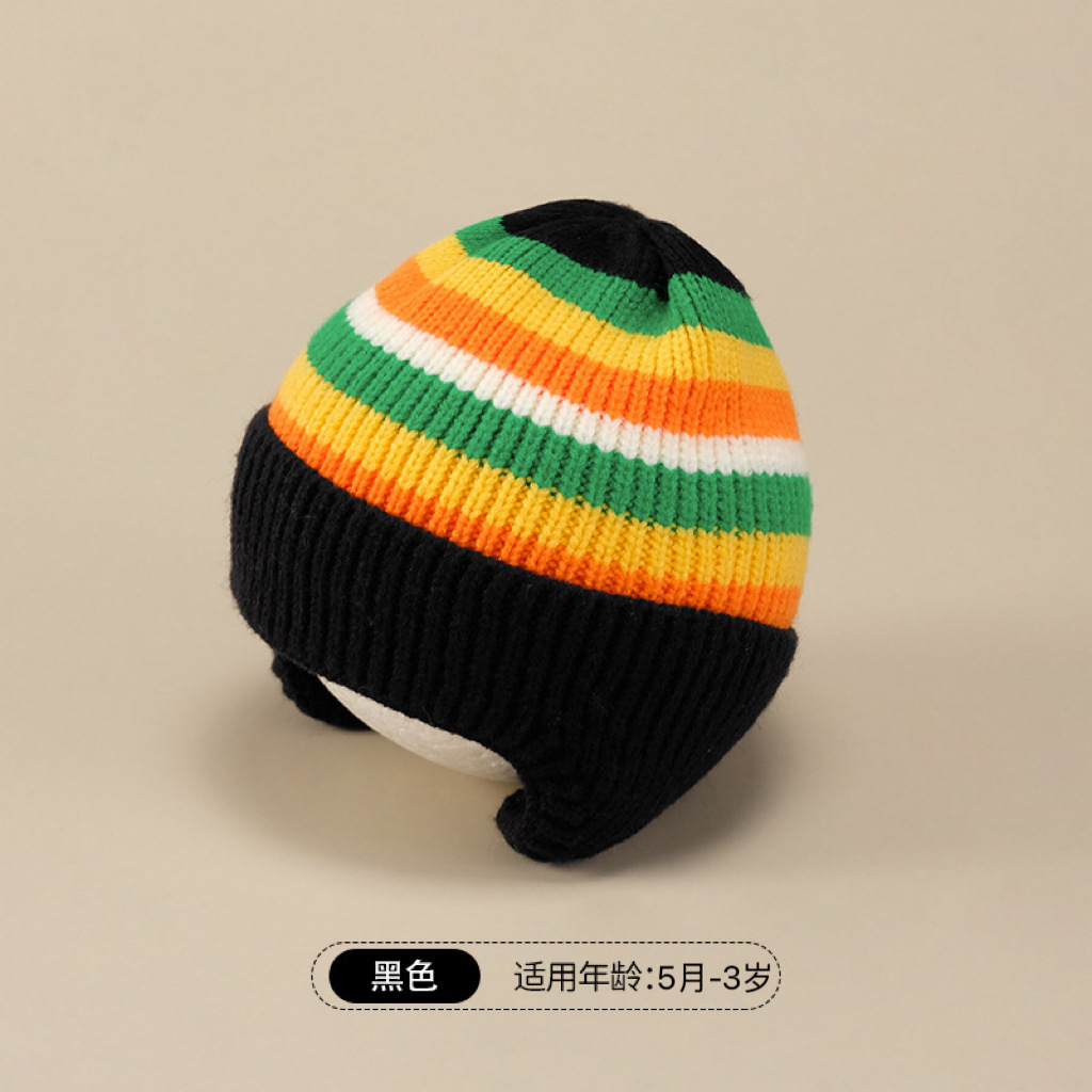 Picture of Children's hat autumn and winter girls' pullover hat Korean-style knitted hat colorful wool hat baby boys' warm earmuffs hat tide