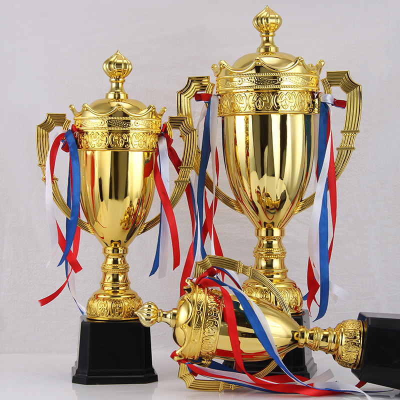 Picture of Universal metal crown trophy Sports Basketball football crown trophy binaural Gold Cup with lid logo can be added