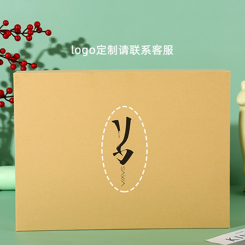 Factory fixed quality Kraft paper square box diy gift box heaven and earth cover packaging box printable logo gift box empty box wholesale