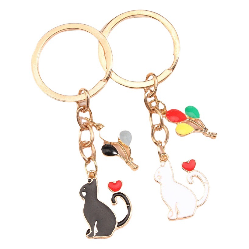 Cute Cartoon Small Animal Keychain Pendant Cute Kitten Alloy Hanging Key Ring Luggage Decorations