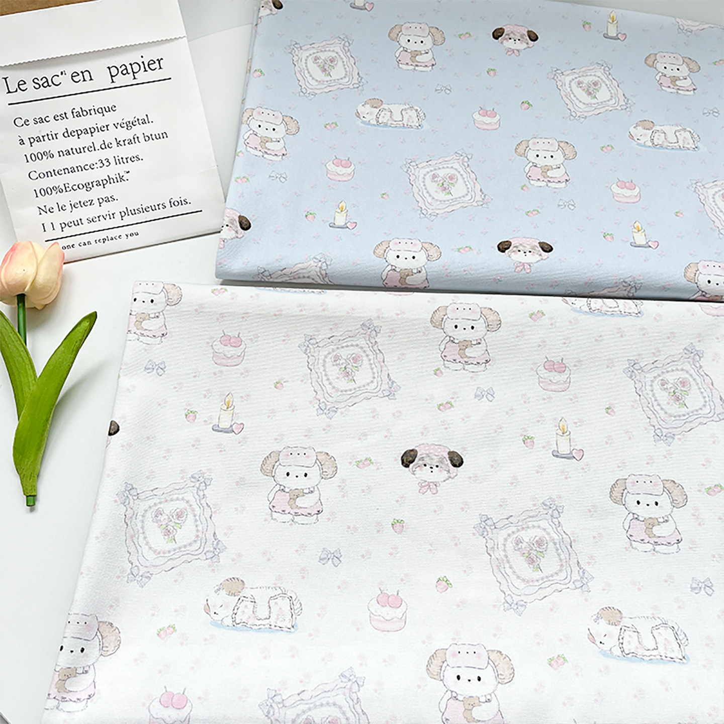 Small Floral Cake Puppy Cotton Ba 'an Canvas One-meter Price Bag Jacket Vest Handmade DIY Fabric