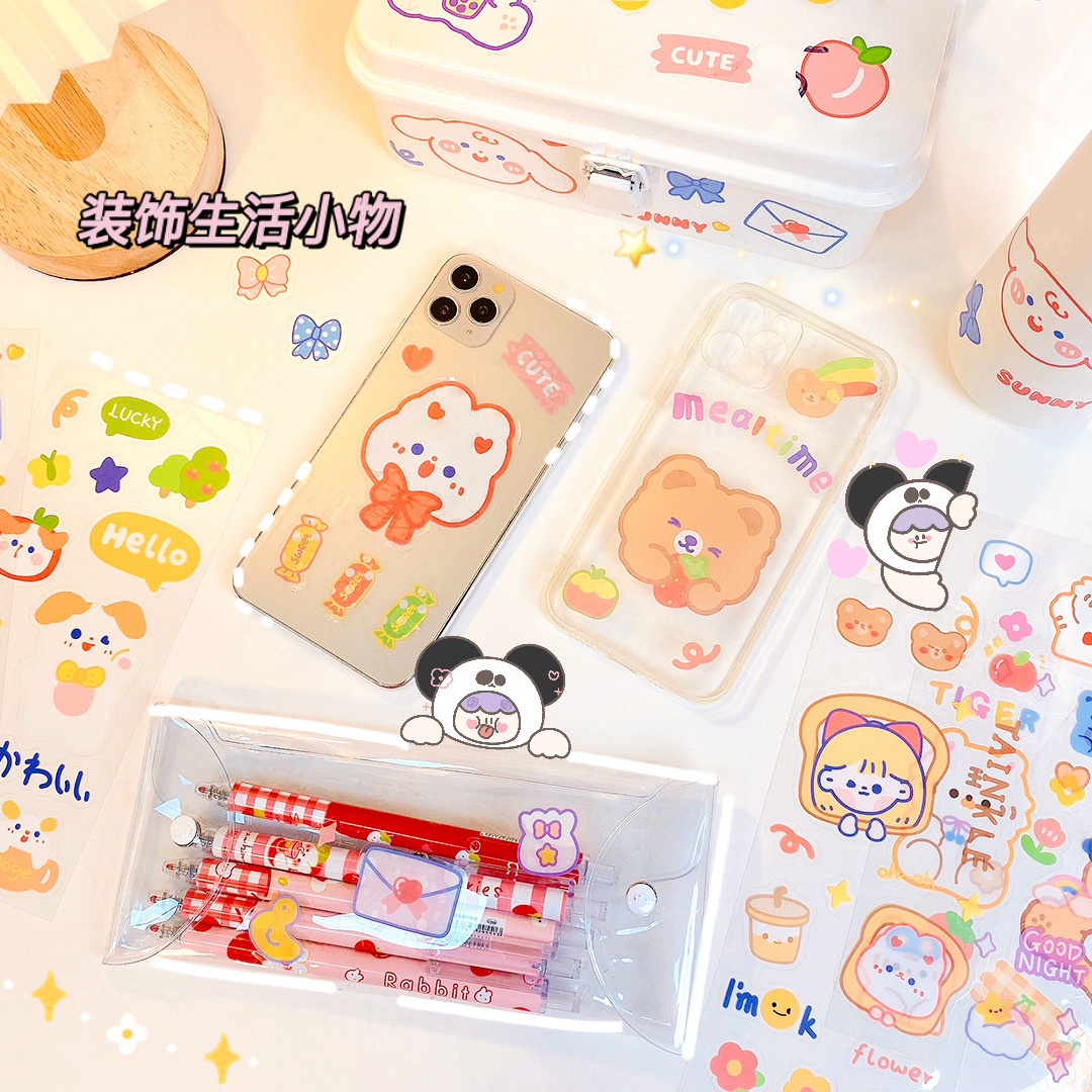 Picture of Yilan Original Cartoon Sticker Transparent Pvc Handbook Sticker Cute Thermos Cup Seamless Waterproof Water Cup Decorative Sticker