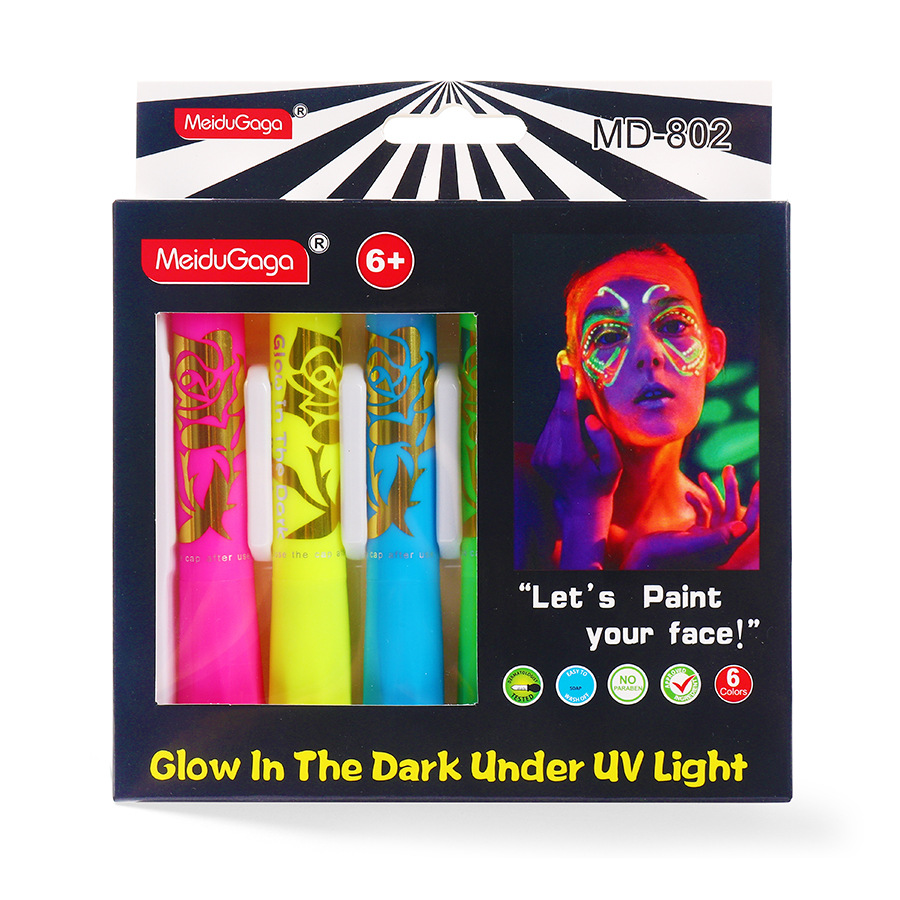 Picture of Washable 6-Color Luminous Body Painting Pigment Kidsren's Face Paint Party Christmas Halloween Makeup