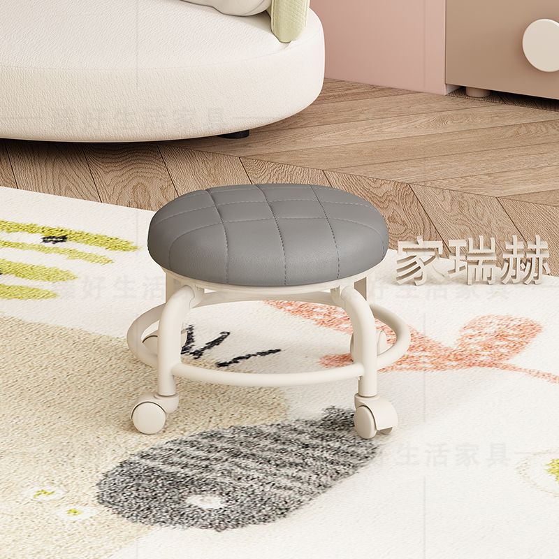 Picture of Spinner wheel small stool sedentary home modern simple mobile wheeled bench pulley low stool with baby round stool