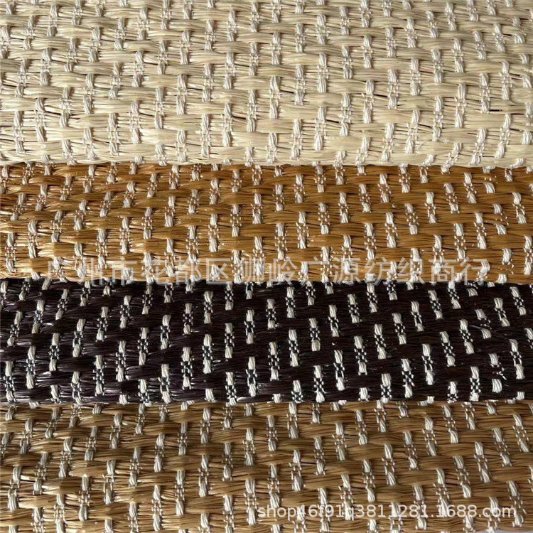 PP woven cloth cotton thread interwoven straw cloth cross coarse grain simulation straw mat woven bag shoe material decoration material