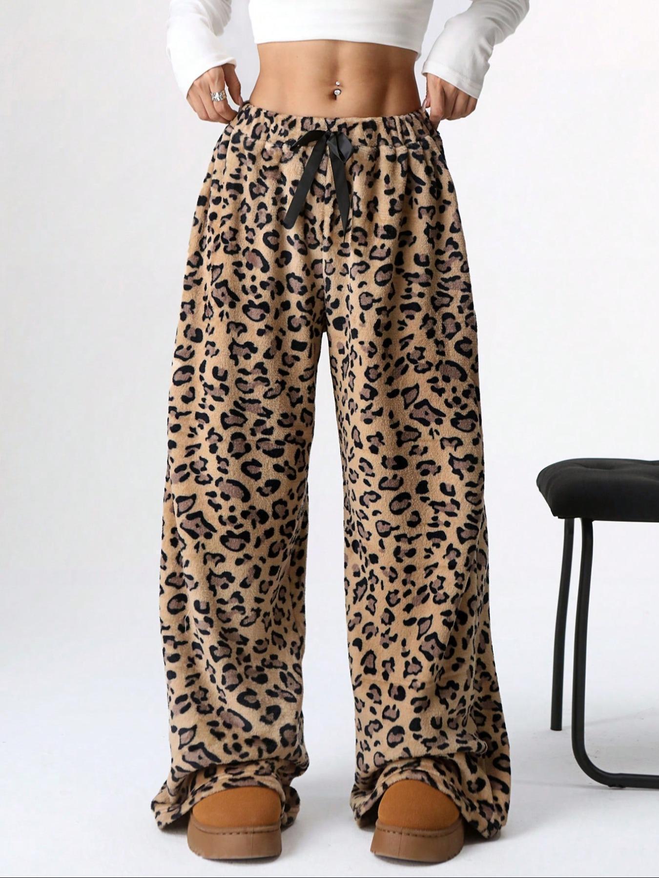 in stock cross-border TK Amazon temu AliExpress Europe and the United States new casual pants Leopard print pants wide leg pants