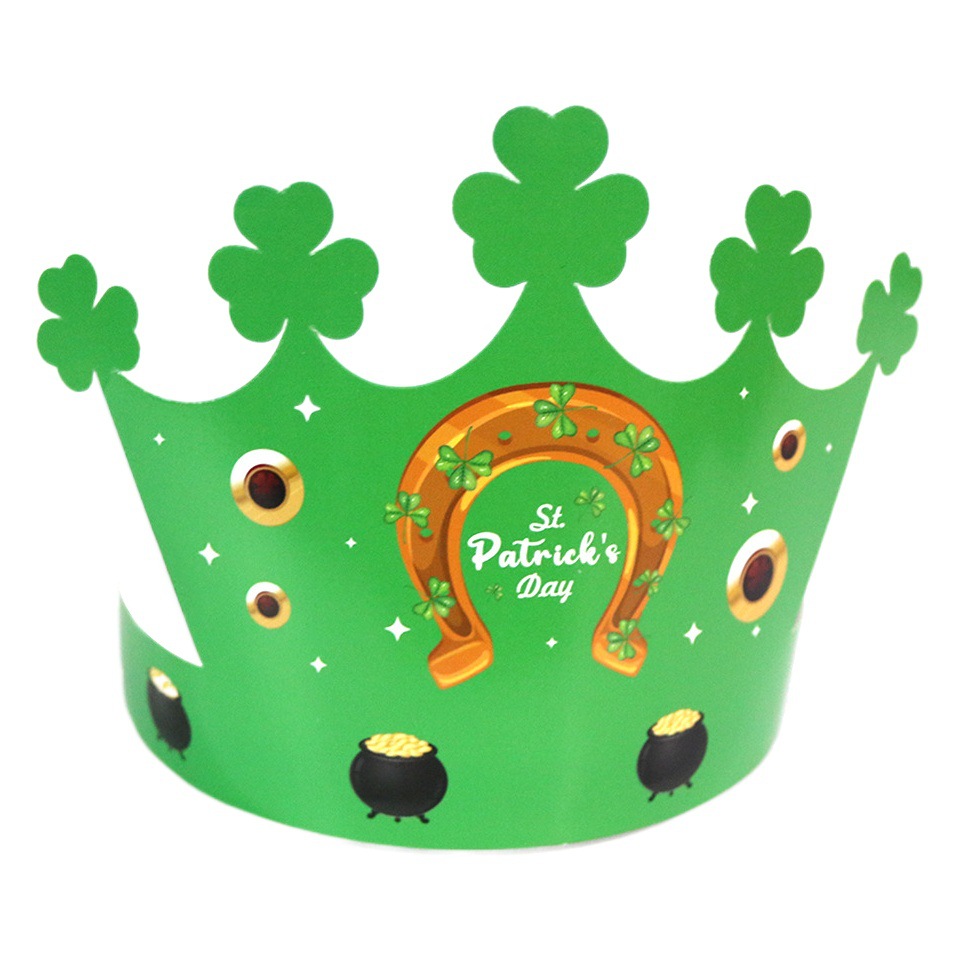 Irish Festival lucky grass theme party decoration paper hat children crown hat party hat wholesale customization