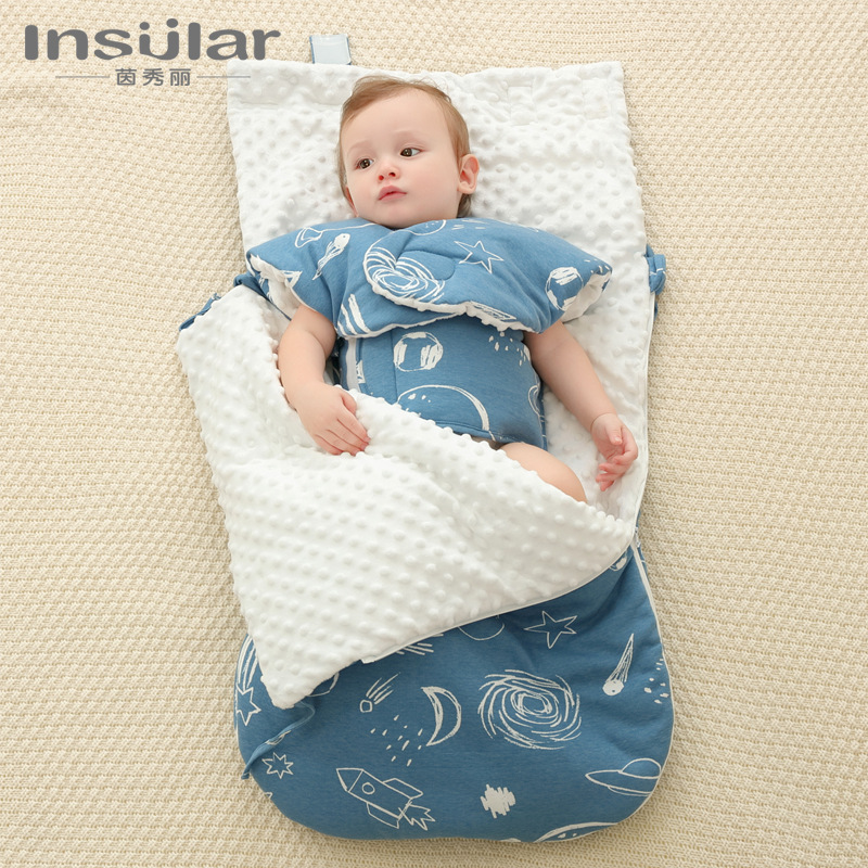 Picture of Yinxiuli Autumn and Winter Thickened Baby Pure Cotton Anti-Scare Sleeping Bag Baby Anti-kick Quilt Baby Bean Blanket Sleeping Bag Large Size