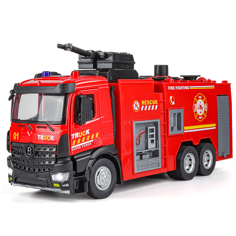 1:30 Large Artificial Water Tank Fire Truck Alloy Car Model Fire Drill Props Kidsren's Play House Toys