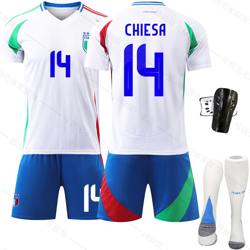 Picture of 2024 Italy away white jersey European Cup football uniform No.14 Chiesa 18 Barrera big factory