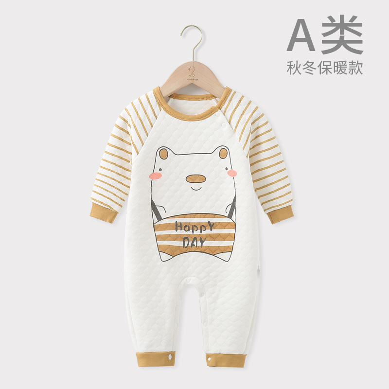 Picture of Baby Jumpsuit Pure Cotton Quilted Crawling Suit Pajamas Seamless Set Unisex Baby Romper Autumn and Winter Outfit Cartoon Pattern