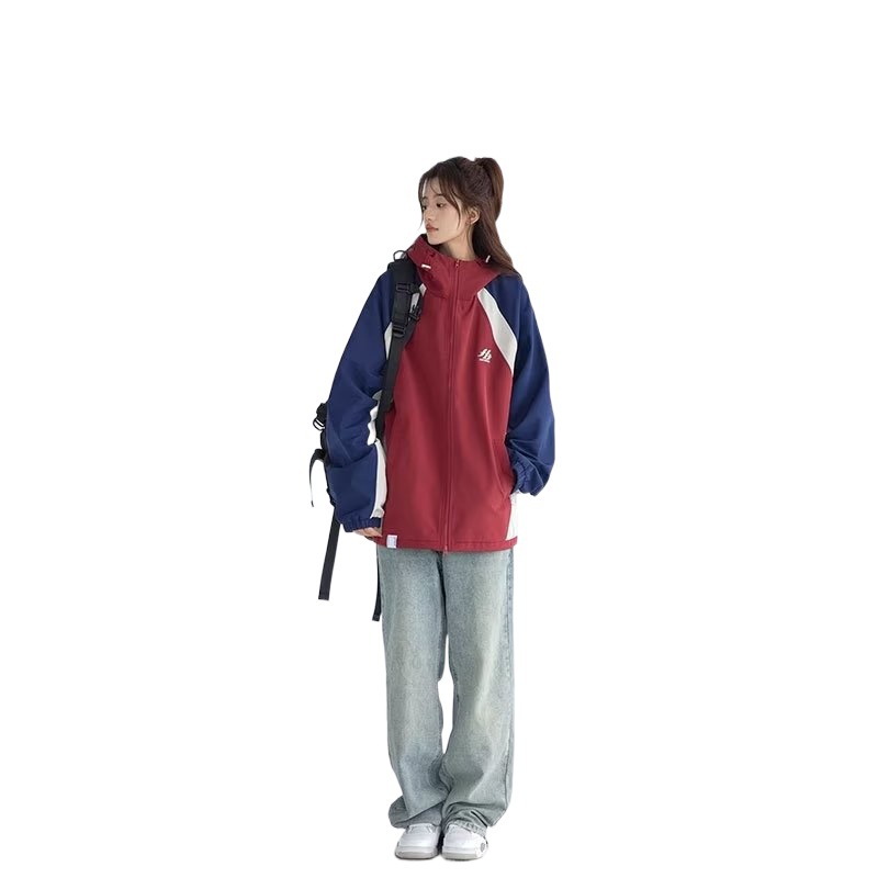 Picture of Cross-Border Waterproof Jacket for Women New American Retro Contrasting Color Sports Baseball Uniform Loose Casual Jacket Trendy and Windproof