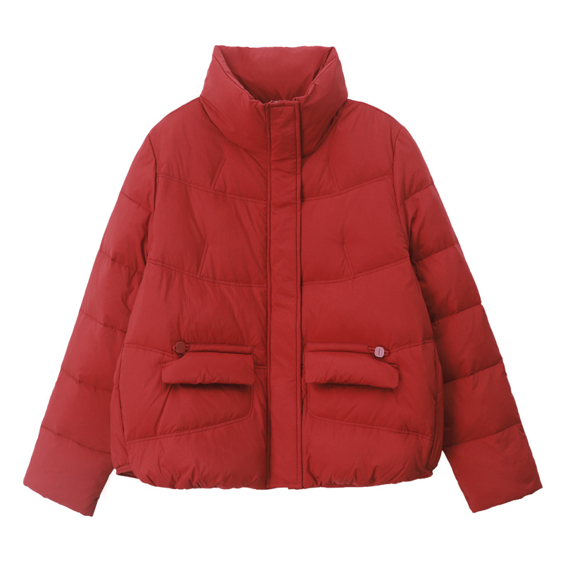 Picture of Fashion Short Collar Down Jacket Women's 2024 Winter New Loose plus size Thickened Warm White Duck Down Jacket