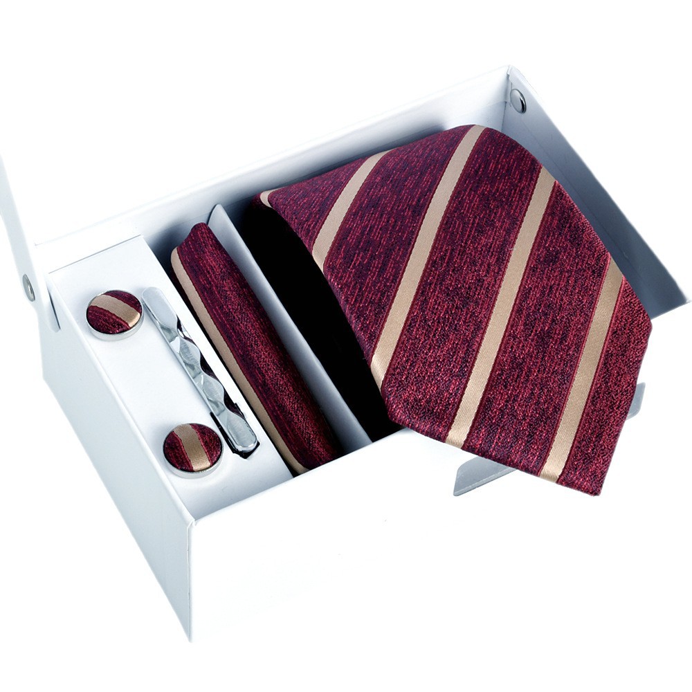 Picture of Tie formal business executive 5-piece gift box wedding = = groom wedding festive wine red in stock new