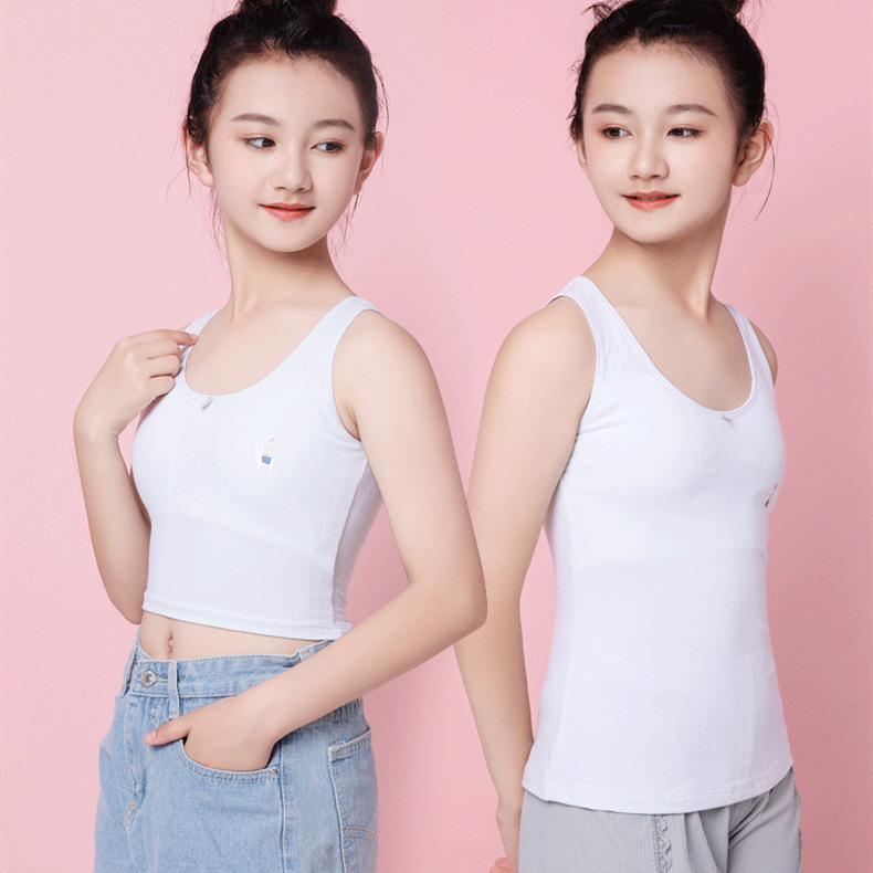 Anfeiya New Breathable Underwear for Female Middle School Students Comfortable Thin Large Girls' Vest Anti-bump Underwear during Development