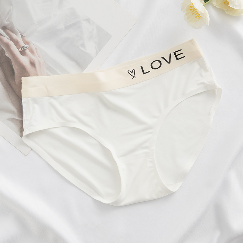 Picture of Naked seamless simple letter sporty women's underwear ice silk breathable mid-waist hip girl's quick-drying briefs