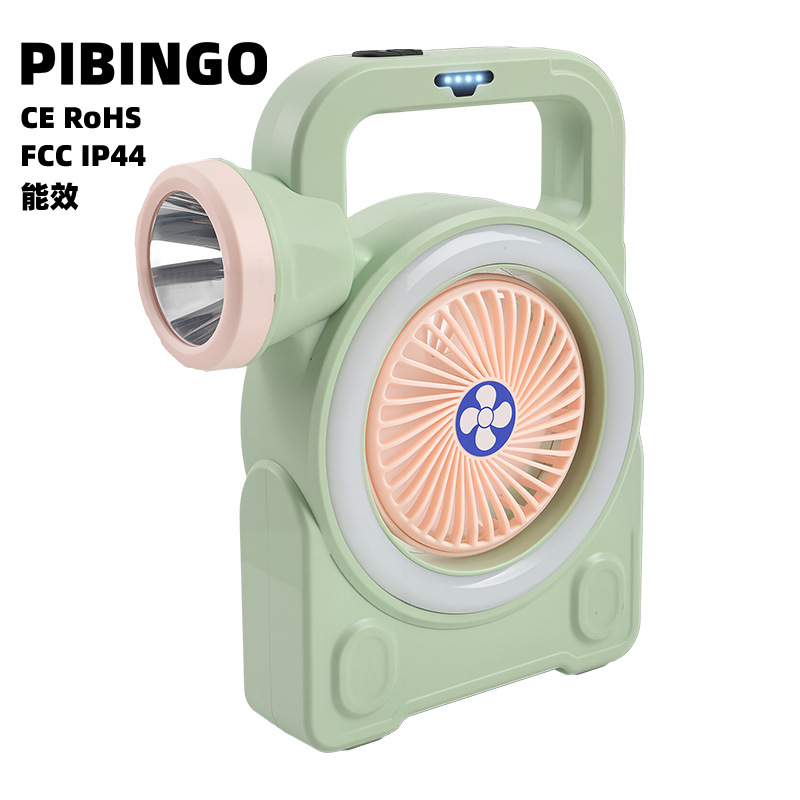 TEMU New USB Rechargeable Fan Light Outdoor Portable Desktop Camping Fan Light Portable Light with Fan