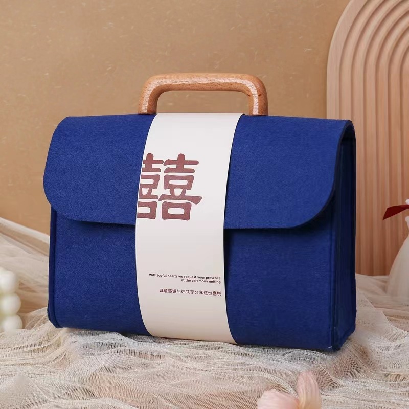 New wooden handle felt hand bag company activity gift bag business promotion hand bag logo