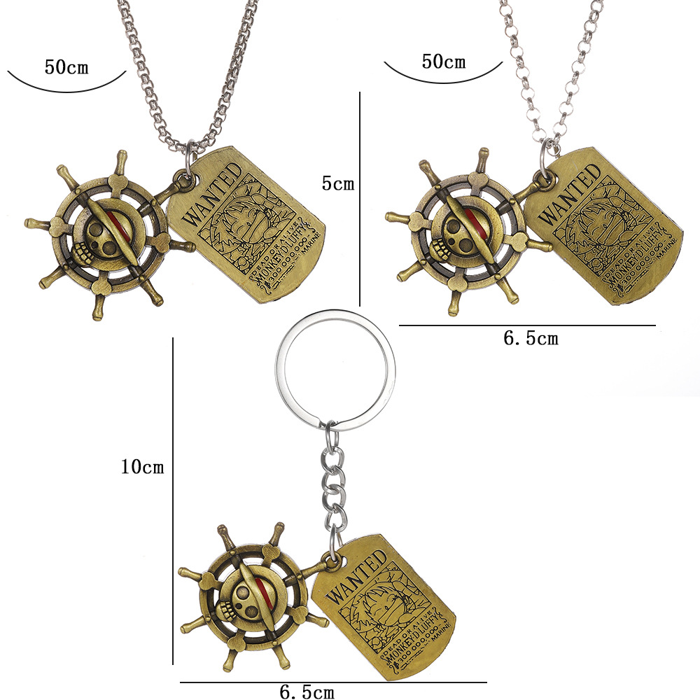 Cross-border Animation Surrounding One Piece Straw Hat Kid Luffy Toy Necklace Luffy Ace Hat Keychain