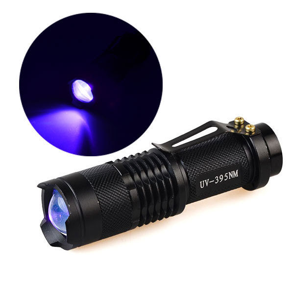 Picture of Mini flashlight red white green blue light three telescopic zoom UV violet light banknote cat moss fluorescence detection