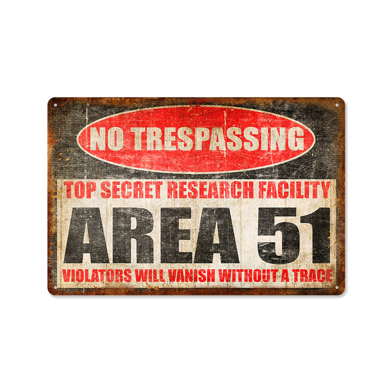 Picture of 2024No Trespassing Retro Public Warning Sign Iron Painting Background Wall Frameless Decorative Hanging Painting
