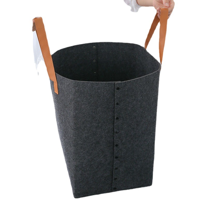 Felt Dirty Clothes Basket Dustproof Large Foldable Dirty Clothes Storage Basket Felt Fabric Toy Sundries Storage Basket