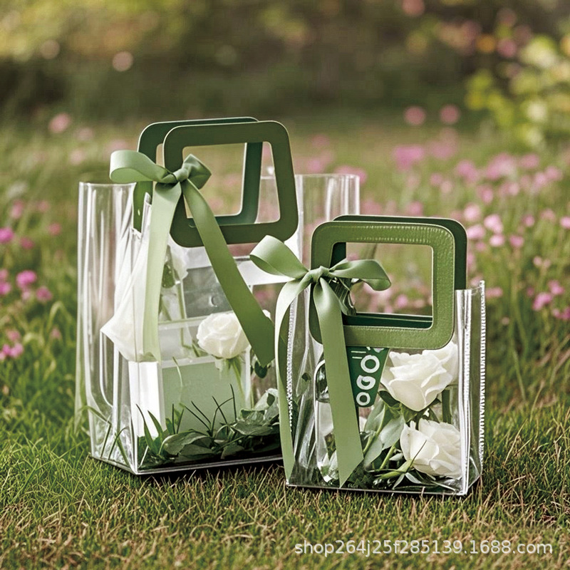 Premium Sense PVC Transparent Gift Bag Handbag Wedding Candy Bridesmaid Hand Gift Bag Packaging Birthday Gift Box