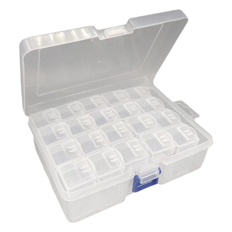 Diamond painting tool storage box 64 grid 28 grid plastic storage box transparent jewelry box storage box 30 bottles round