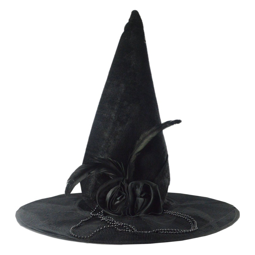 halloween witch hat holiday party black rose flower witch hat adult stage performance props hat cos witch
