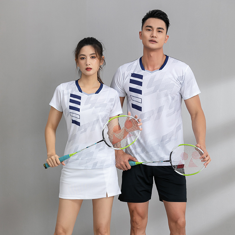 Picture of New Badminton Suit Women's Sports Quick-drying Breathable Short-sleeved Pants Men's Competition Suit Table Tennis Suit Customized