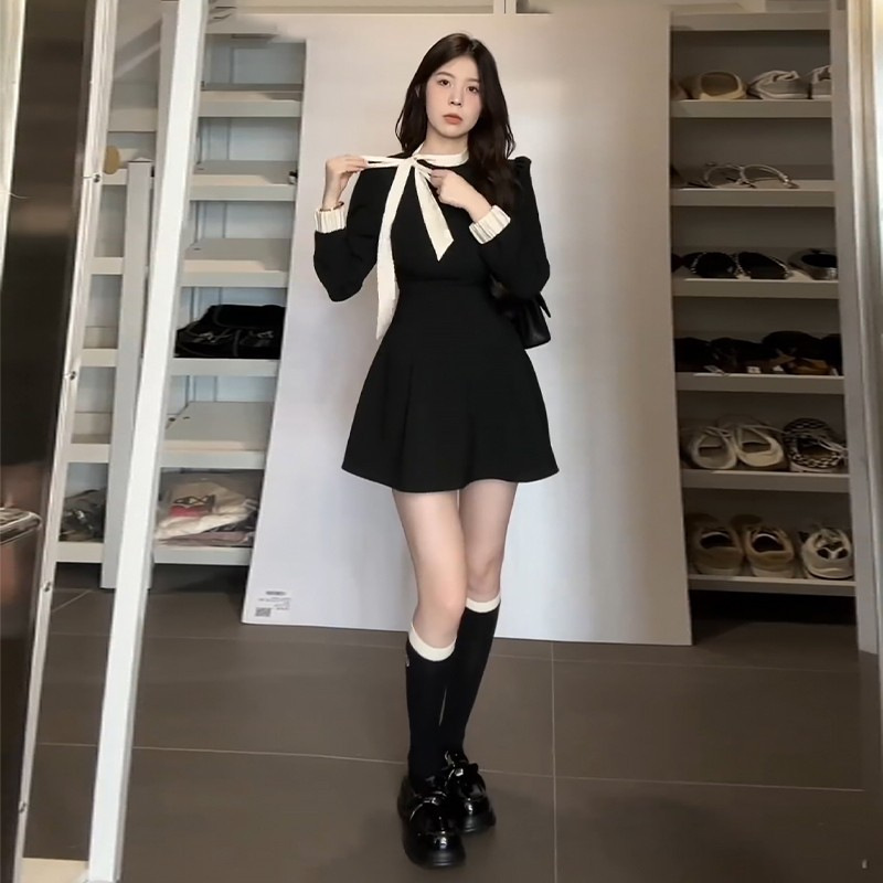 French Petite Xiaoxiang Black Long-Sleeved Dress Autumn and Winter 2025 New Women's High-End Little Black Dress