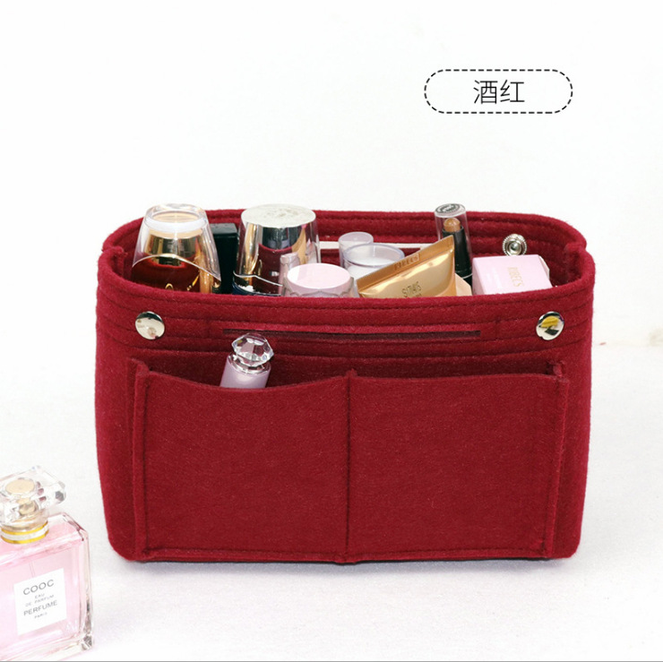 Picture of Factory wholesale felt cosmetic bag multi-functional Women's Travel liner bag large capacity felt snap storage bag