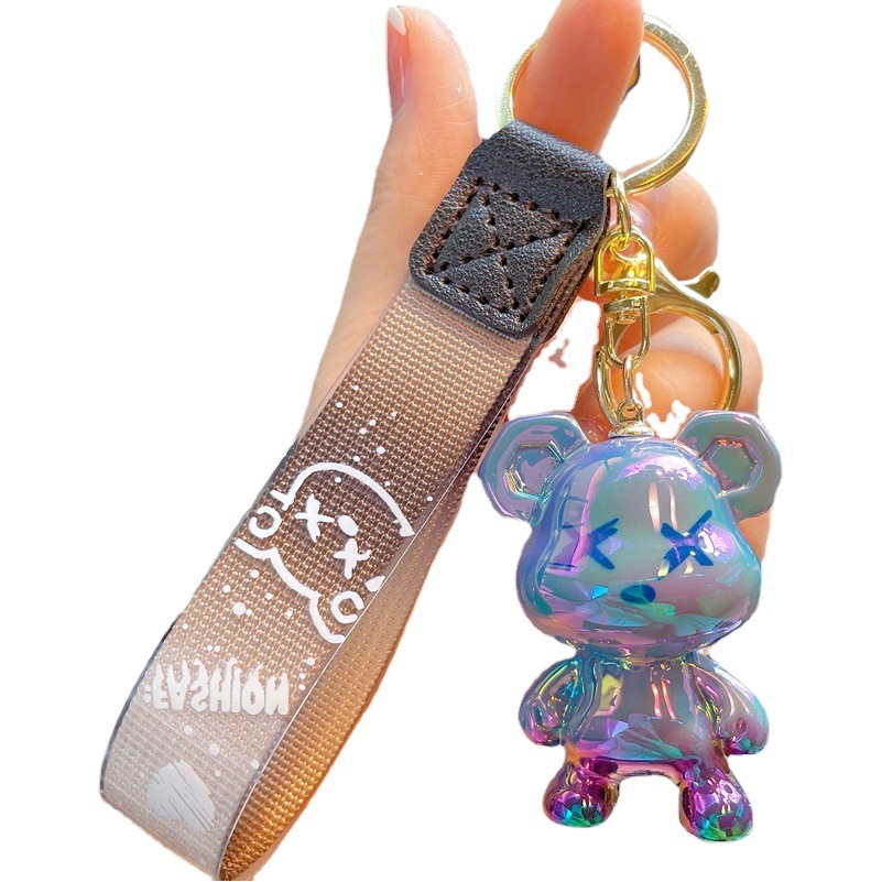 Creative colorful graffiti bear key chain pendant female cute couple key chain bag pendant cartoon exquisite gift