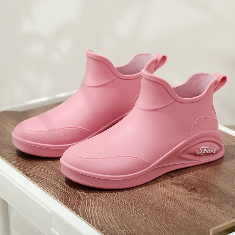 British rain boots women's new fashion rain boots waterproof flat casual non-slip kitchen work car wash rubber shoes for grocery shopping