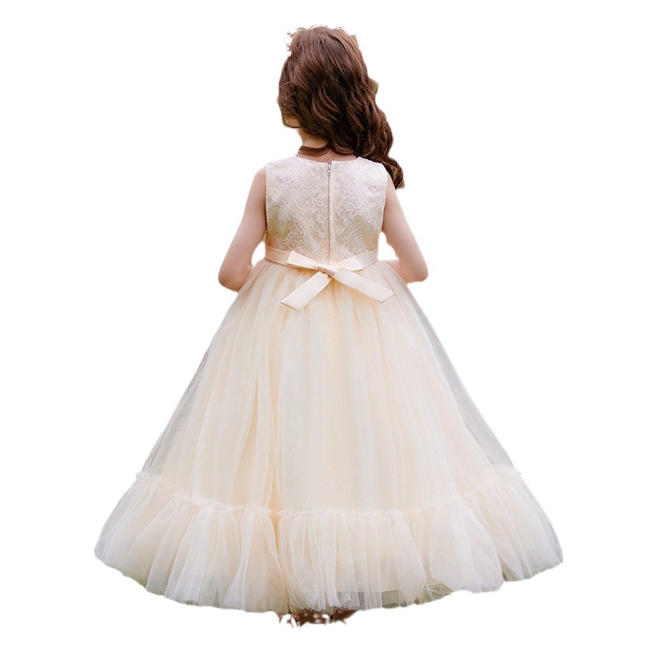 Children's dress Princess dress girls' piano performance dress champagne flower girl's fluffy yarn host catwalk evening dress