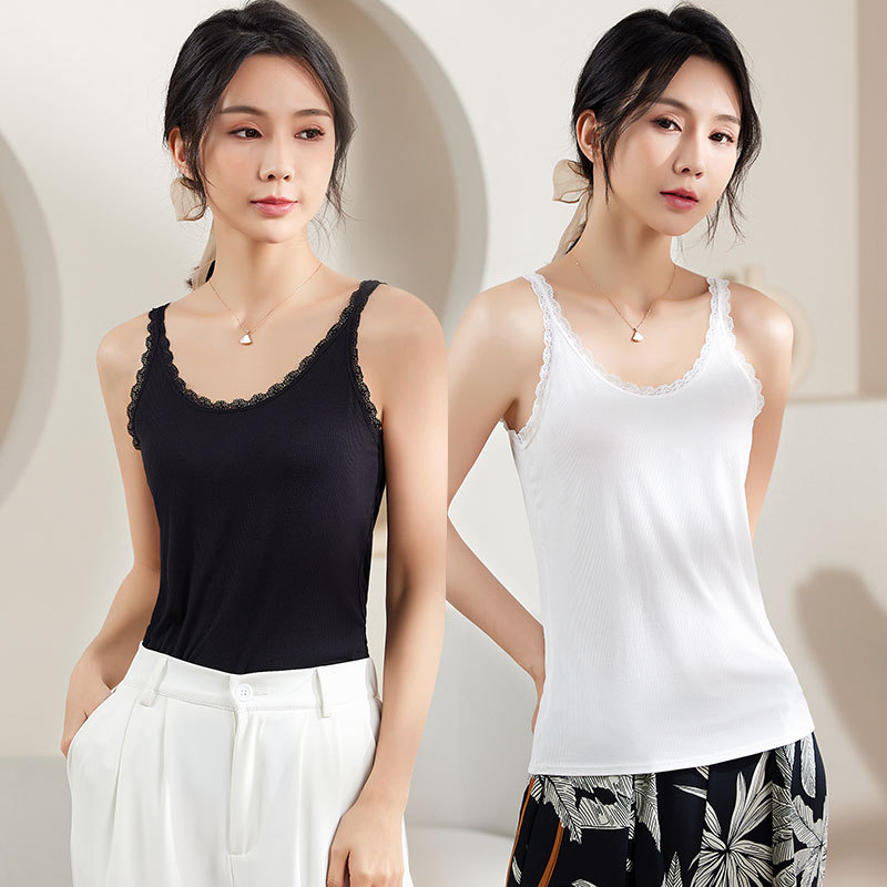 Summer new Joker lace rib camisole outer wear inner one-piece base underwear manufacturers wholesale
