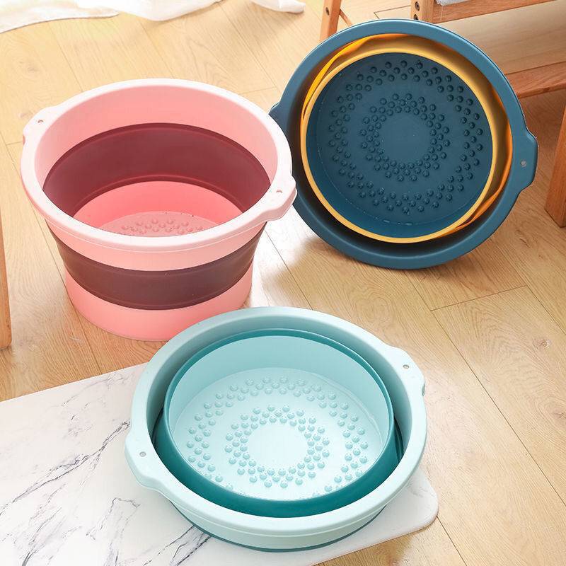 Picture of Foot Bucket Folding Portable Wholesale Household Plastic Thickened Deepened Round Leg Dormitory Foot Washing Bath