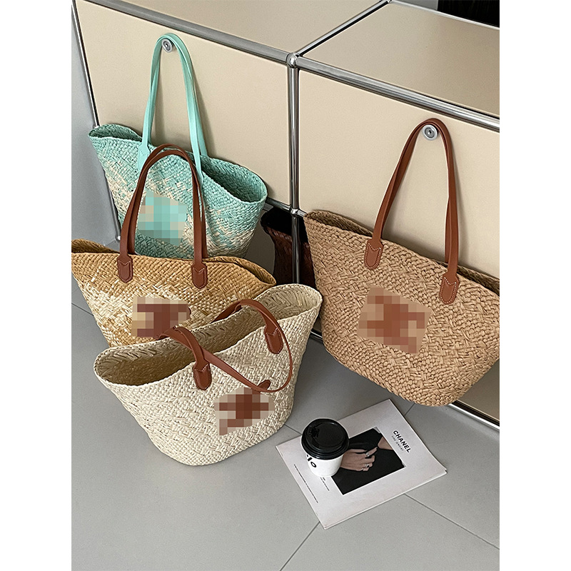 [Welfare Model, Non-Returnable and Non-Returnable] Straw Woven Beach Photo Large Capacity Tote Bag Vegetable Basket Large Bag Ld8836