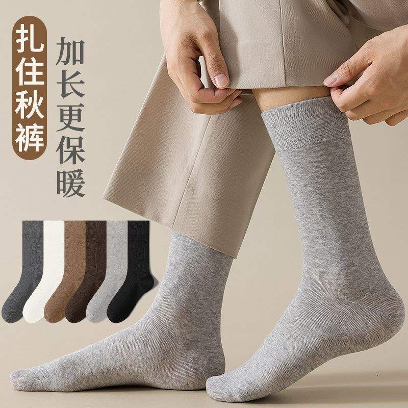 Socks men's mid-sized odor-absorbing autumn and winter thickened socks men's ins trendy versatile solid color men's socks