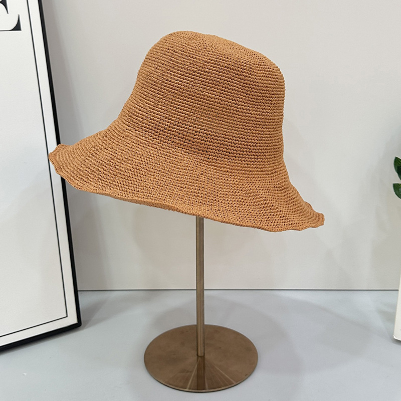Picture of Soft and Comfortable Summer Breathable Big Brim Straw Hat Women's Sunshade Sunscreen Hand-woven Fashion Showing Face Small Fisherman Hat