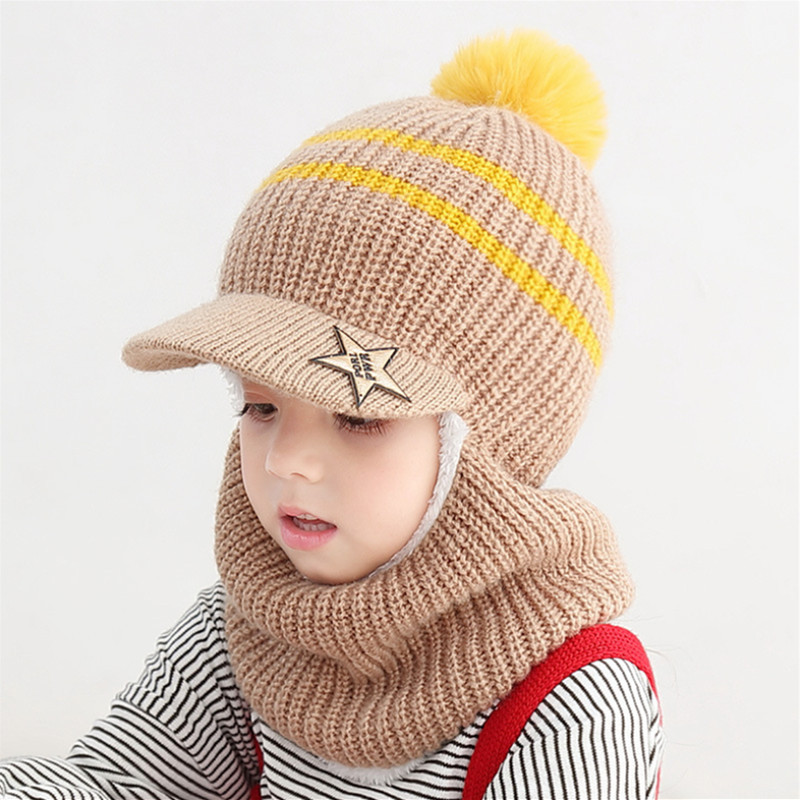 Picture of Children's Hat New Velvet Warm One Hat Boy's Wool Hat Face Protection Neck Baby Hat Winter Cap