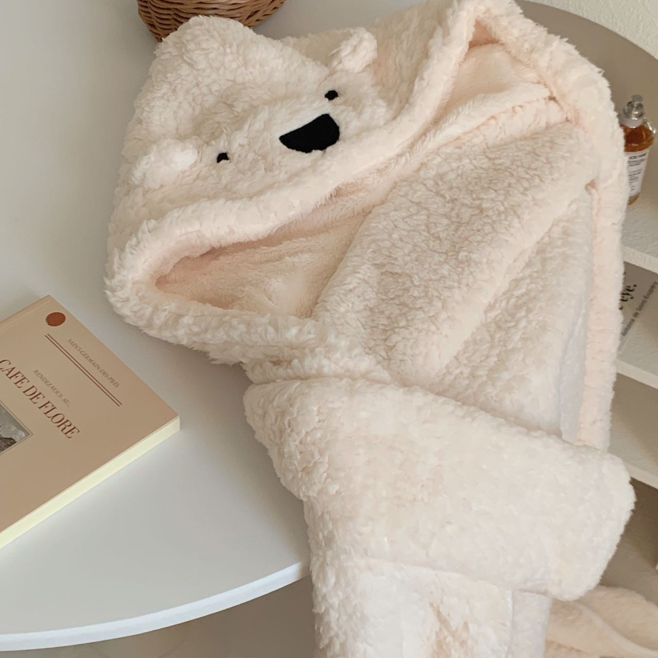 Picture of Ins Cartoon Bear Shawl Cape Winter Out Warm Thickened Cloak Student Office Lunch Break Blanket Women