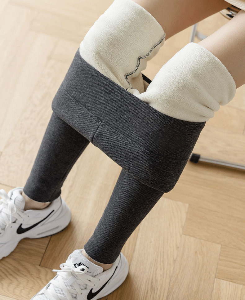 Picture of Autumn and Winter New Thickened fleece-lined Vertical Striped Threaded Leggings Women's High Waist Letter Lamb Velvet Warm Cotton Trousers Cross-border