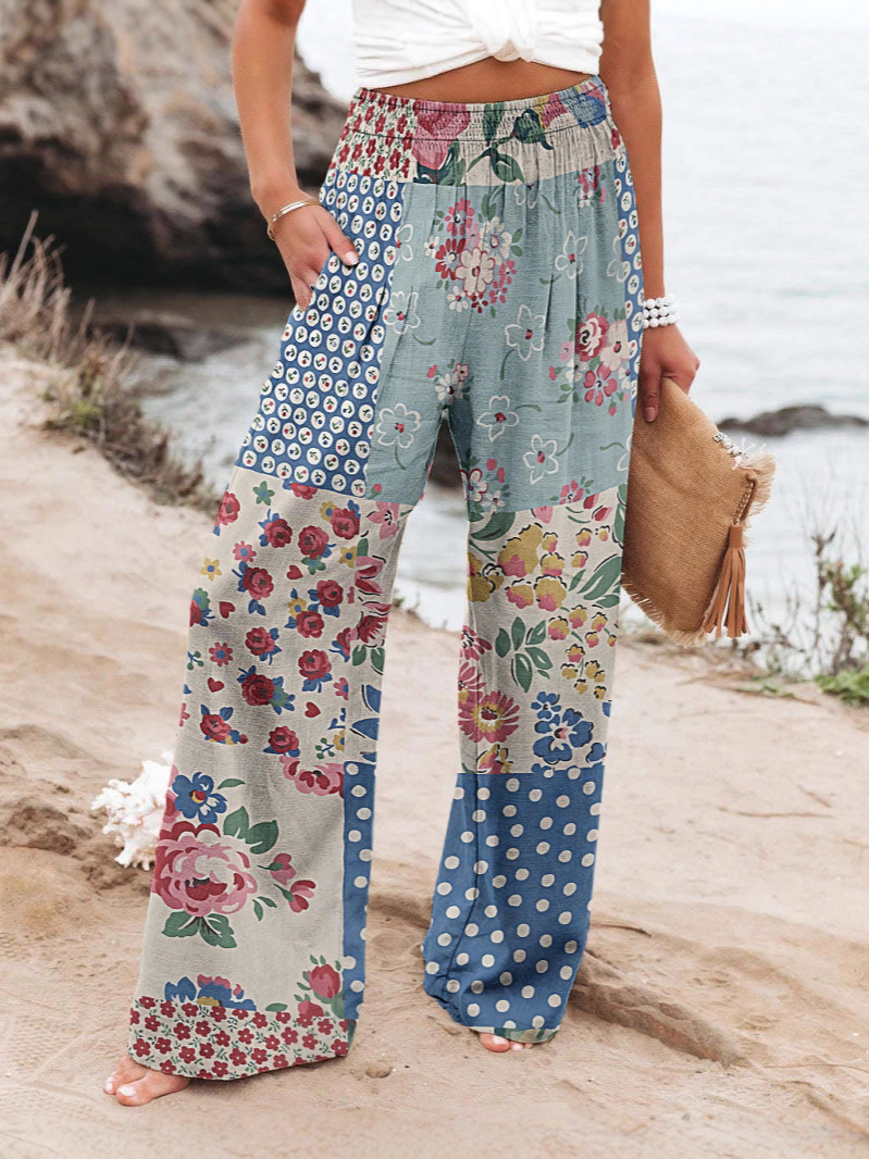 2025 Cross-Border Amazon Independent Station New European and American Street Fashion Plus Size Casual Pants Wide-Leg Pants Long Pants Summer