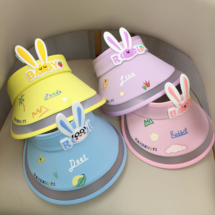 Children's empty top hat cute rabbit baby boys and girls summer outdoor large brim sunscreen cartoon breathable UV sun hat