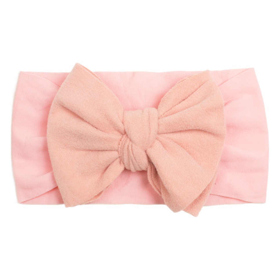 European and American Spring Thin Baby Plain Bow Headscarf Children's Soft and Comfortable Nylon Hair Band Baby Hair Band