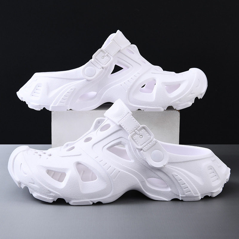 Hole Shoes Men's Summer Outer Wear Thick Sole Heightened Baotou Slippers Non-slip Wear-resistant EVA Breathable Non-smelly Feet Sandals