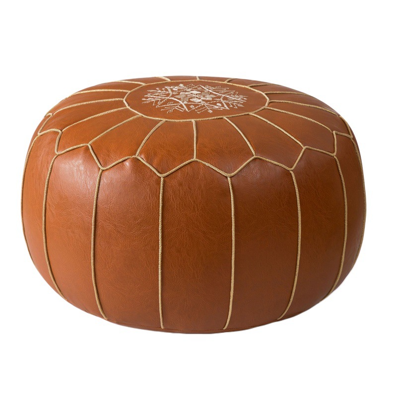 Moroccan Style Cushion Oil Wax Leather Sitting Cushion Floor Futon Cushion Simple Tatami Cushion Wash-Free Sitting Cushion