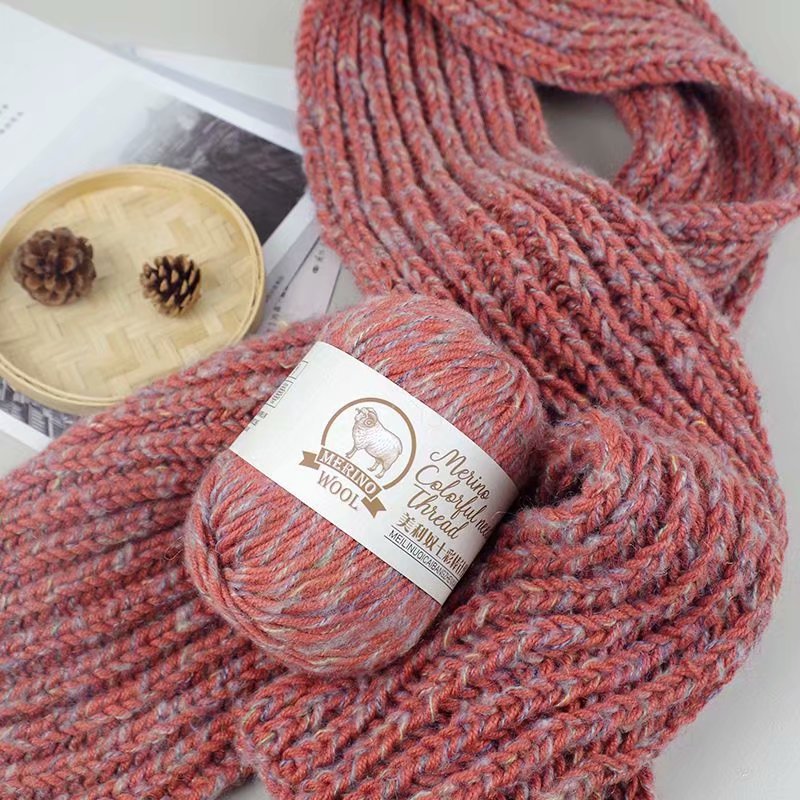 Merino Colorful Stick Wool Scarf Hat Coat Sweater Bag Line DIY Hand-knitted Wool
